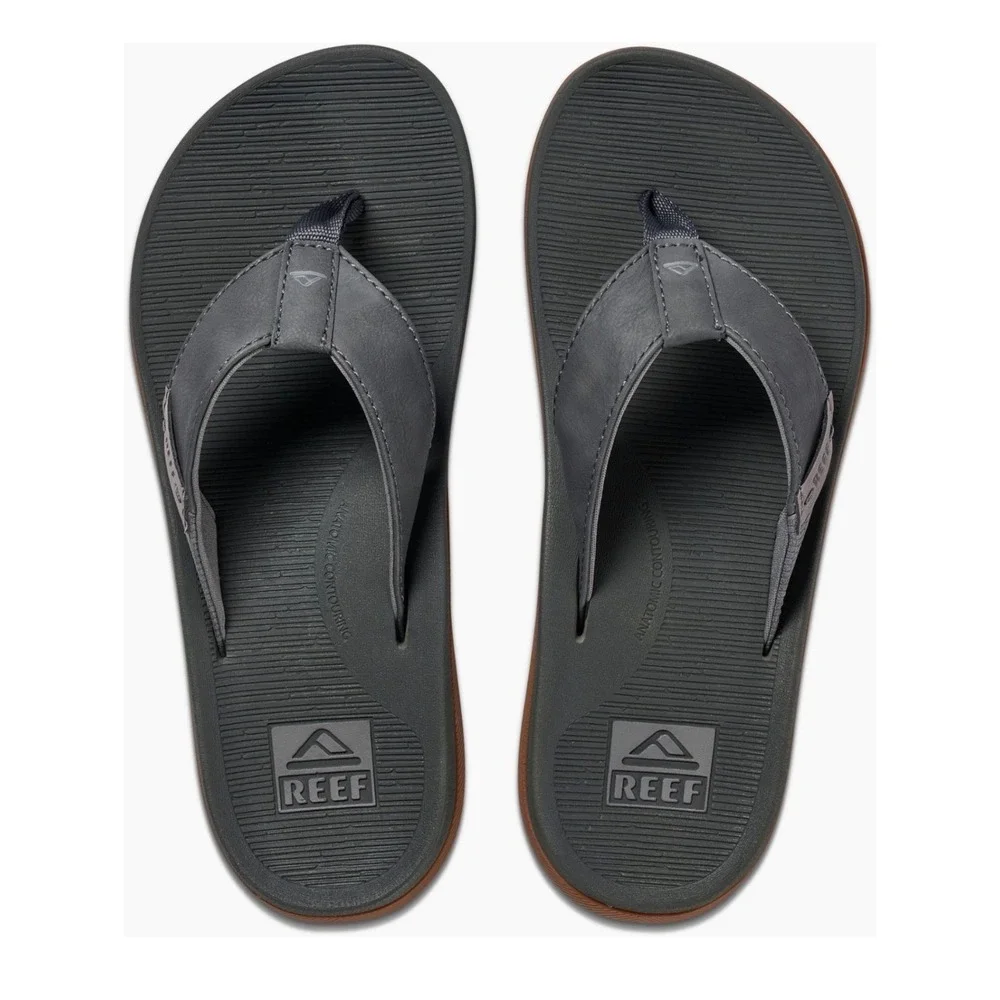 NEW‎ REEF SANTA ANA Men's Sandals Flip Flop Slip On Comfort Leather Size 13 GREY